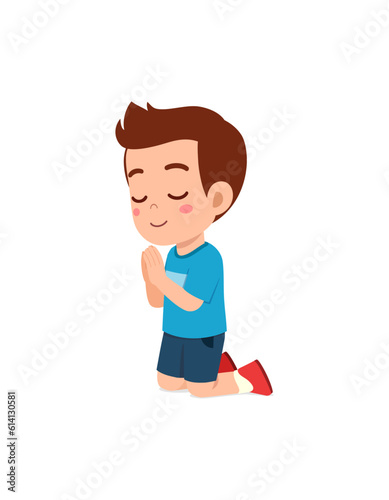 little kid show praying pose and feel peace