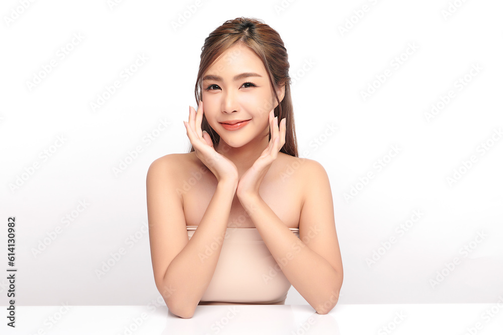 Beautiful young asian woman with clean fresh skin on white background, Face care, Facial treatment, Cosmetology, beauty and spa, Asian women portrait. Beautiful young asian woman with clean fresh skin on white background, Face care, Facial treatment, Cosmetology, beauty and spa, Asian women portrait.