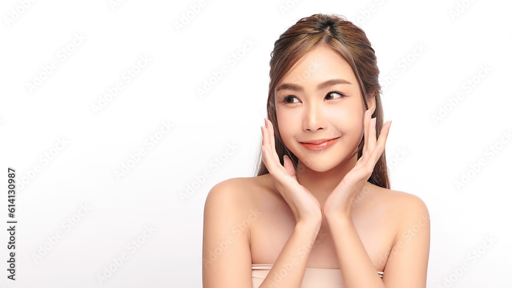 Beautiful young asian woman with clean fresh skin on white background, Face care, Facial treatment, Cosmetology, beauty and spa, Asian women portrait. Beautiful young asian woman with clean fresh skin on white background, Face care, Facial treatment, Cosmetology, beauty and spa, Asian women portrait.