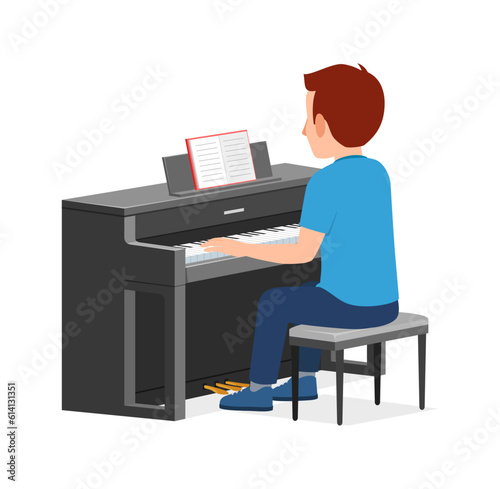 young good looking adult play piano