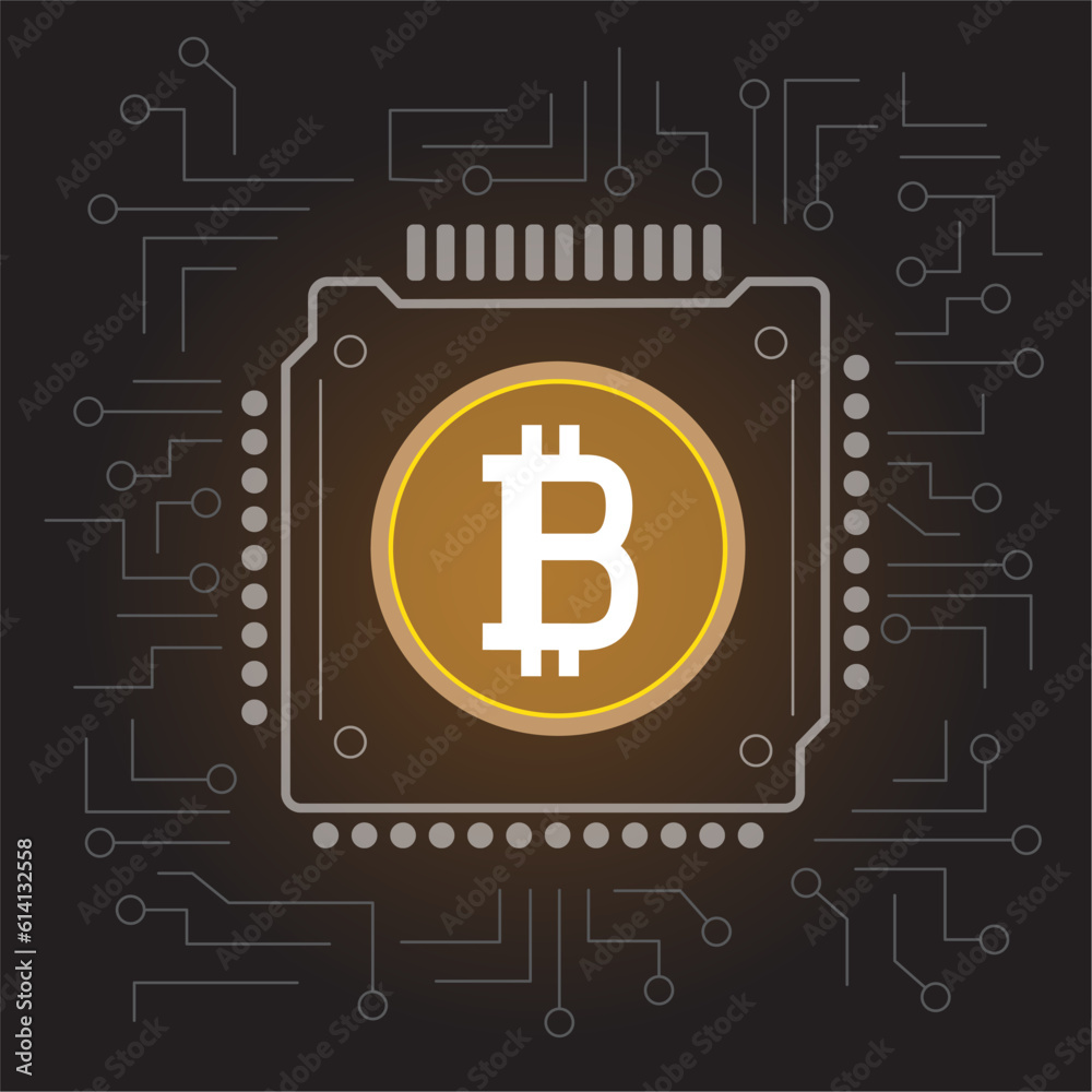cpu chip mines bitcoin sign symbol icon cpu chip mines bitcoin sign symbol icon