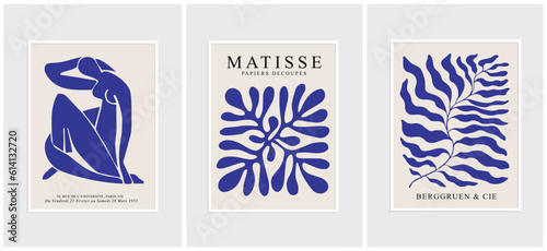 Contains Abstract Art Set in Matisse style, Decorative Modern Art, Vector illustration poster. Collection for trendy floral decoration and creative art. minimal aesthetic modern art.