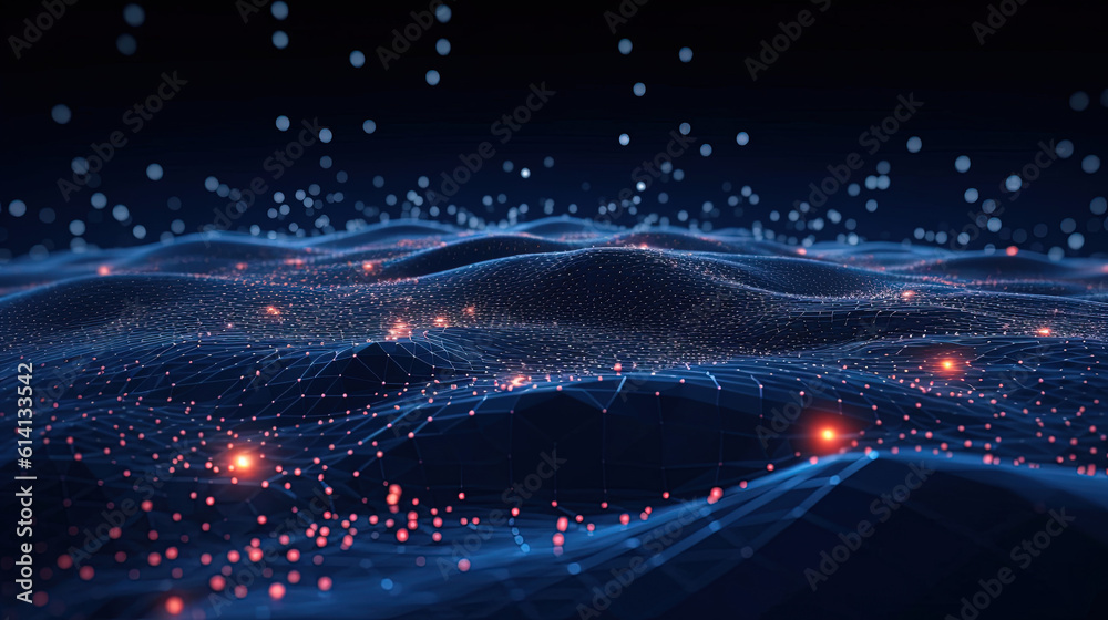 Fototapeta premium Abstract technology futuristic illustration with a line of bright particles for background or wallpaper