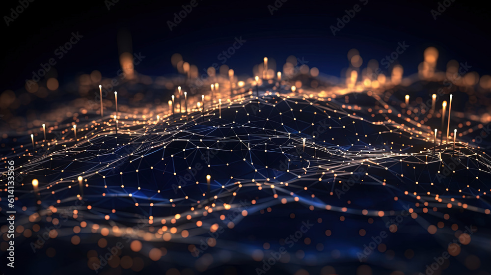 Abstract technology futuristic illustration with a line of bright particles for background or wallpaper - obrazy, fototapety, plakaty 
