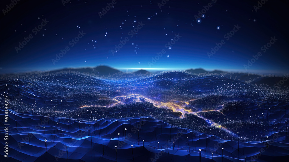 Abstract technology futuristic illustration with a line of bright particles for background or wallpaper Abstract technology futuristic illustration with a line of bright particles for background or wallpaper