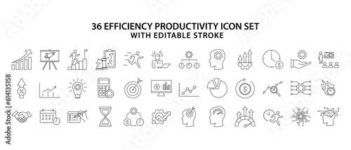 Efficiency productivity icon set. Line icon about efficiency productivity. Vector Illustration editable stroke.