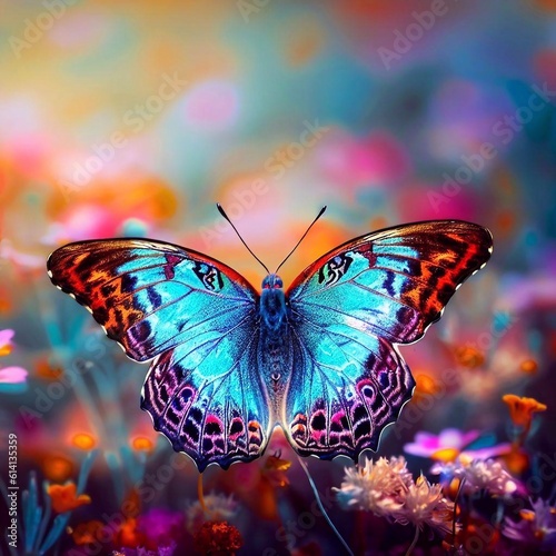 butterfly poised on a bed of wildflowers © MASOKI