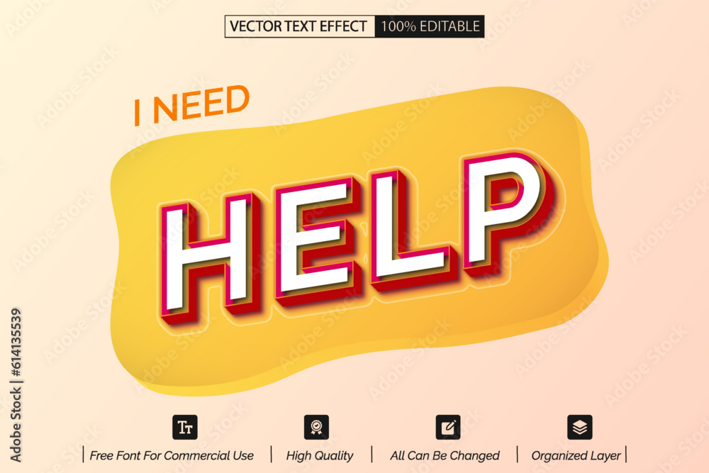 Obraz premium I need help vector text effect modern style