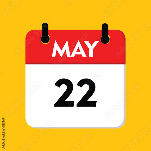 calender icon, 22 may icon with yellow background