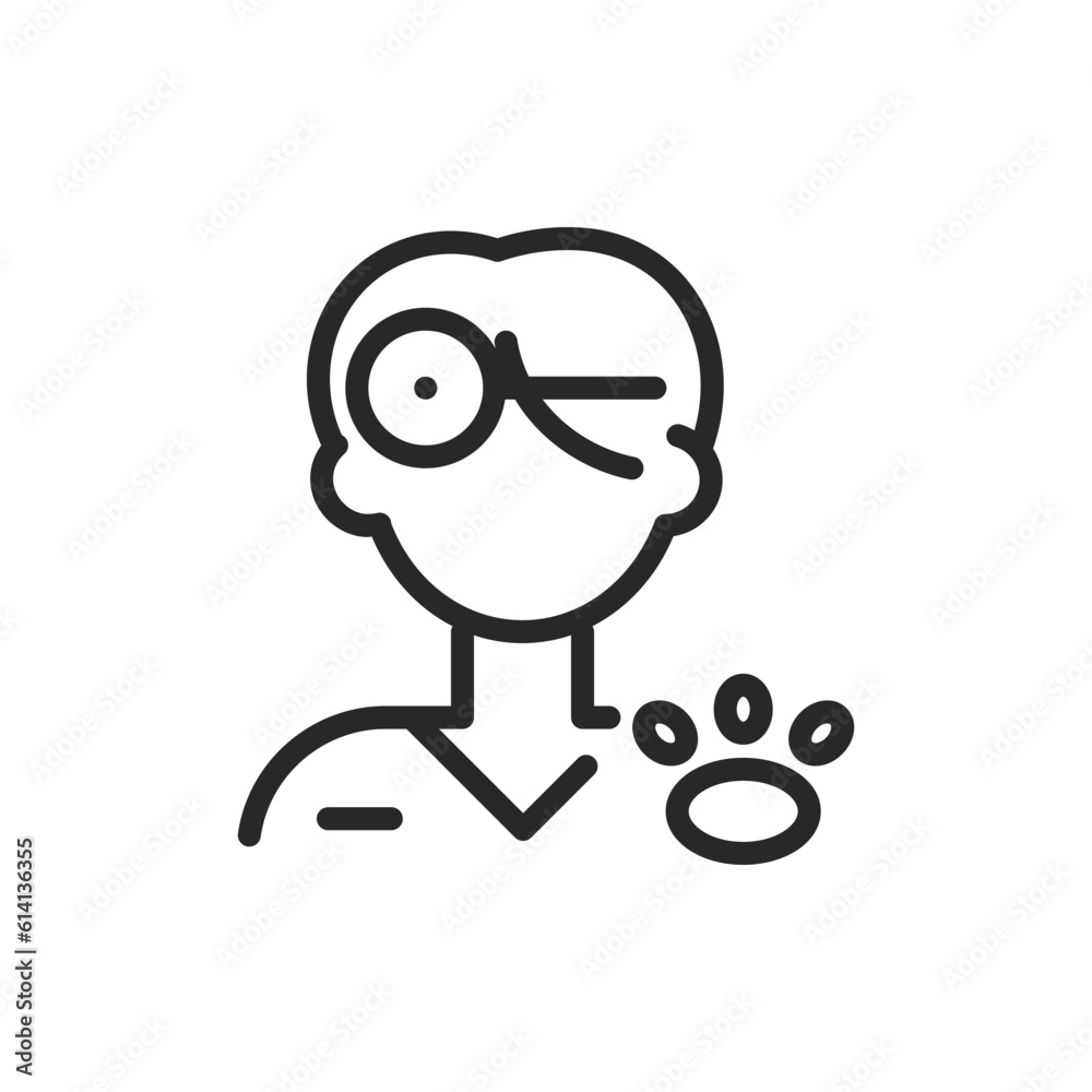 Male Veterinarian Icon. Pet Clinic Expert. Vector Outline Editable Sign f a Vet Doc Representing Pet Health Care Professional, Animal Specialist. Male Veterinarian Icon. Pet Clinic Expert. Vector Outline Editable Sign f a Vet Doc Representing Pet Health Care Professional, Animal Specialist.