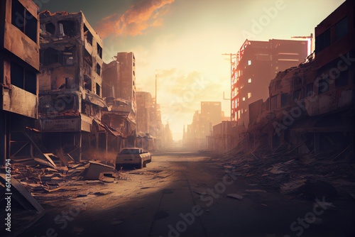 Apocalyptic view of destroyed city