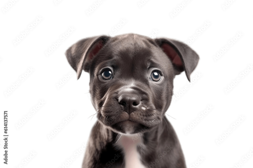 Adorable Staffordshire Bull Terrier Puppy on a Transparent Background. AI
