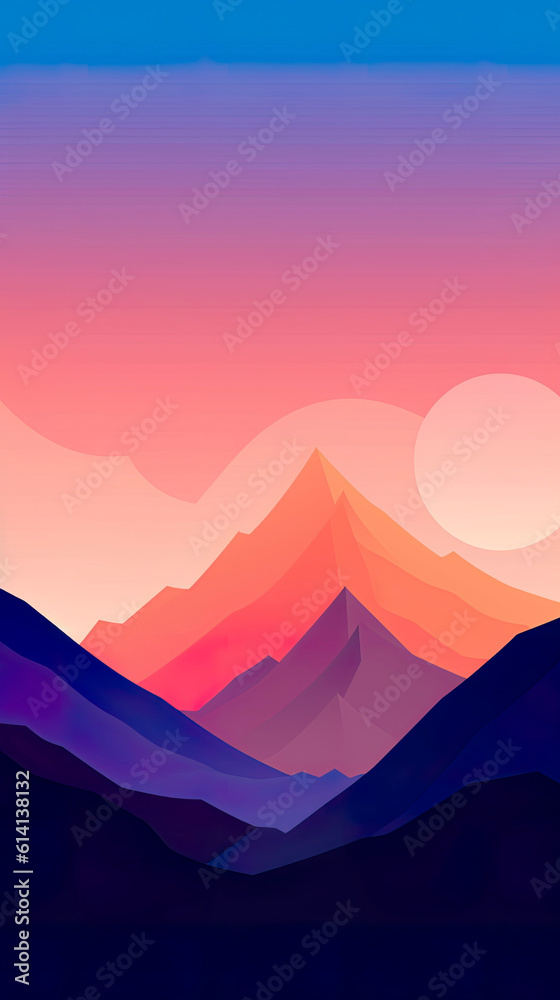 Illustration design of wild mountains landscape. Design for banner, flyer or card. Generative AI.