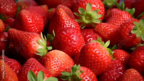Lots of strawberries, soft colors, overhead view, natural fill light