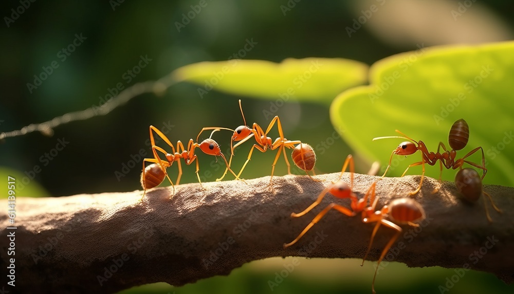 Ant action standing.Ant bridge unity team,Concept team work together ...
