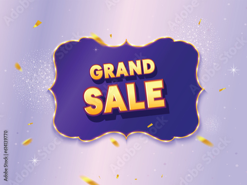 Antique shape marquee light with Grand Sale text on dark blue background. Sale banner concept.
