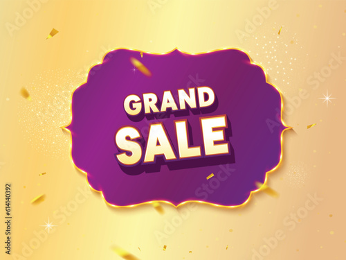 Antique shape marquee light with Grand Sale text on purple background. Sale banner concept.