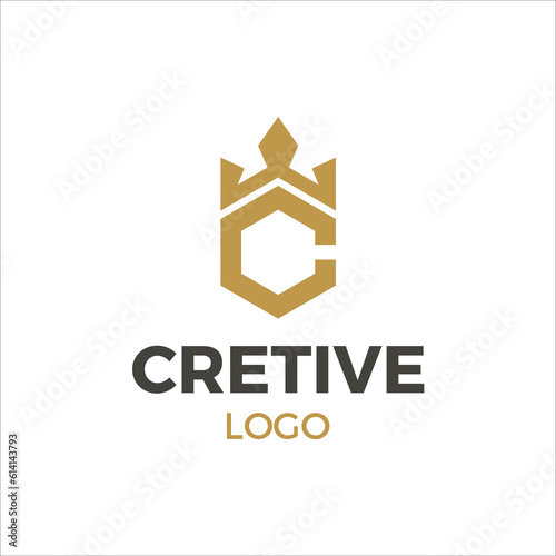 crown letter C logo vector