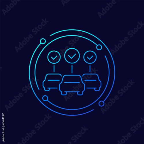 car fleet icon, linear design