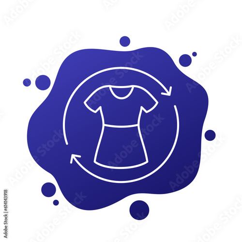 recycling clothes icon, line vector