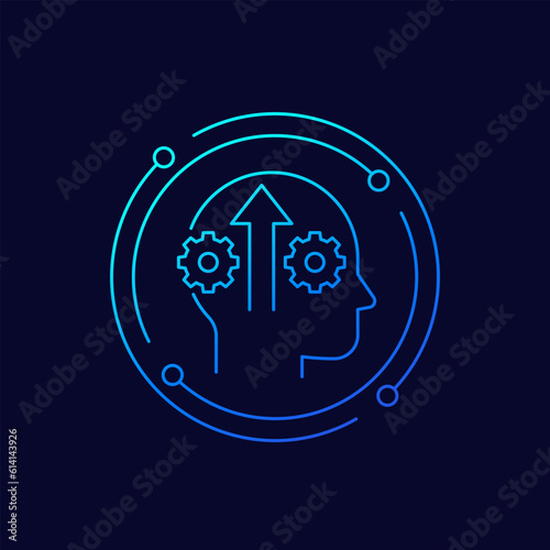 brain training icon, linear design
