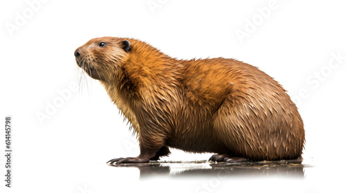 beaver, full body, isolated on white background side view