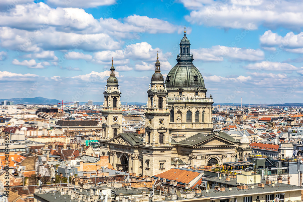 Panorama view at Budapest city, hungary, in early spring