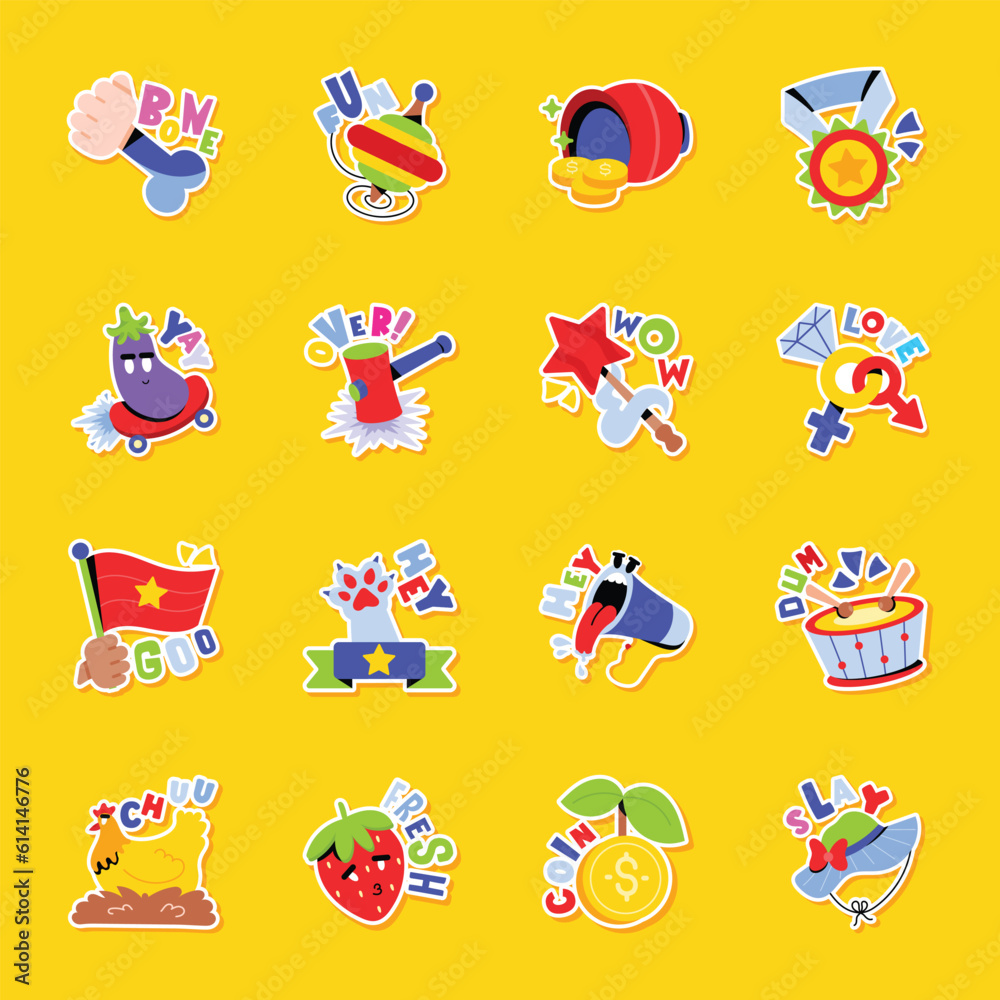 Trendy Set of Toys and Fun Elements Flat Stickers
Trendy Set of Toys and Fun Elements Flat Stickers
