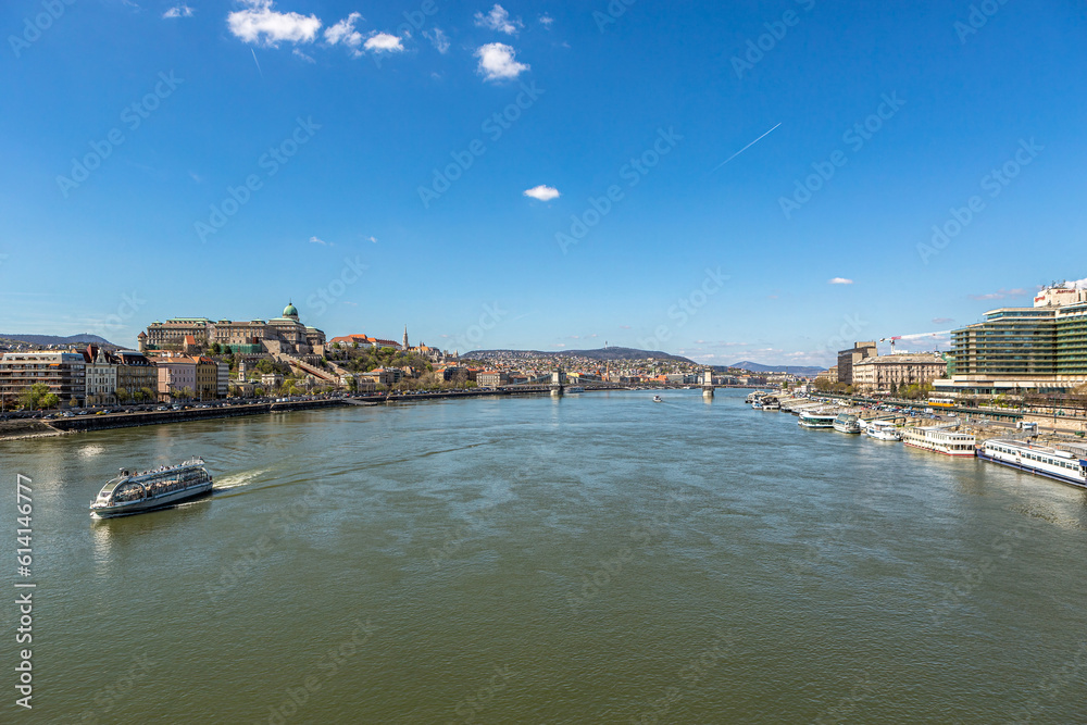 View at Budapest and river danube in spring outdoors