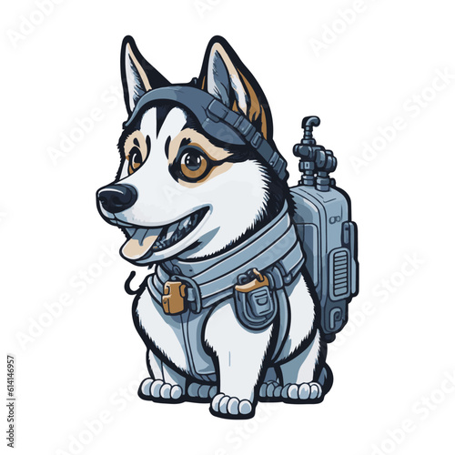 cute vector illustration mascot design dog solider