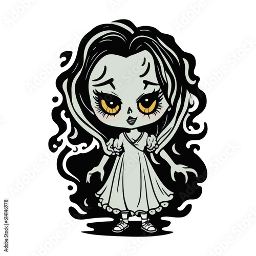 cute vector illustration of ghost girl mascot design