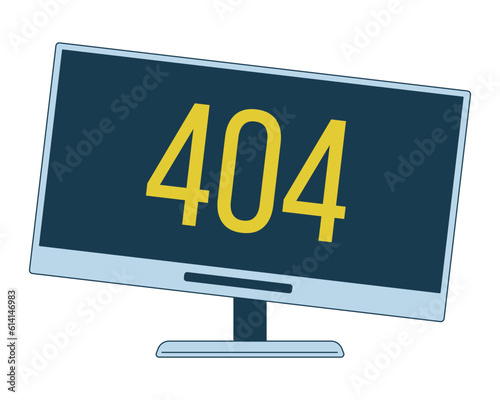 404 error computer monitor flat line color isolated vector object. Failure technology. Editable clip art image on white background. Simple outline cartoon spot illustration for web design
