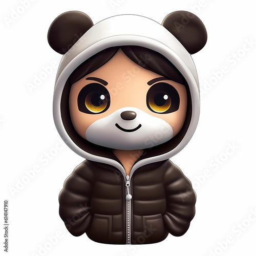 Panda boy in a hoodie, Emoji, Emoji Character, 3D Cartoon character