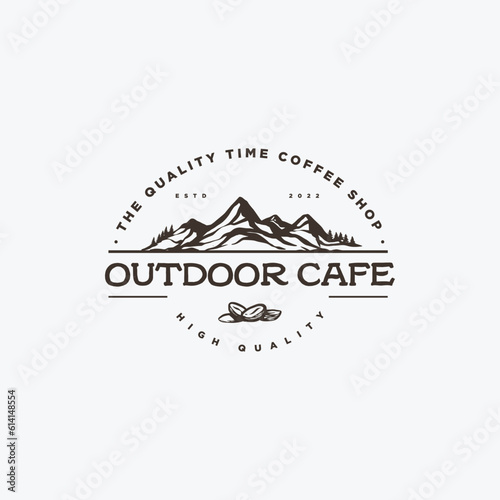 Outdoor mountain delta coffeeshop cafe vintage logo design inspiration