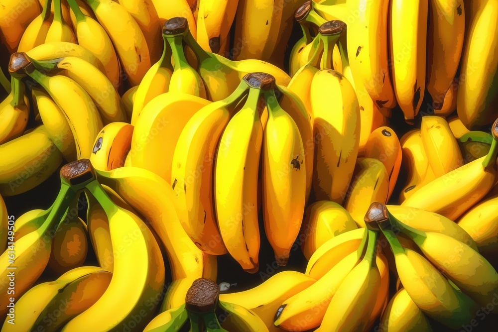Background of yellow bananas. Generative AI. Background of yellow bananas. Generative AI.