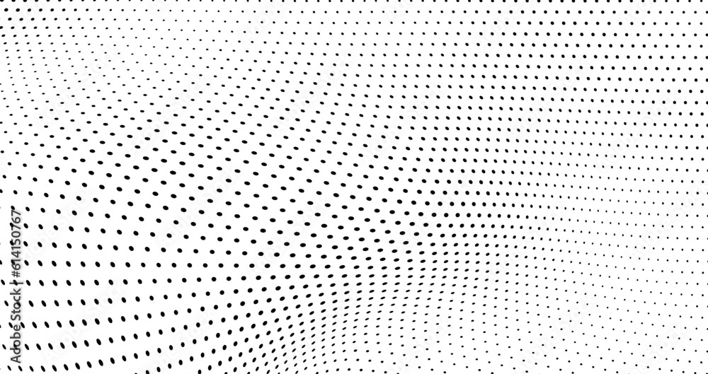 The halftone texture is chaotic monochrome. Abstract black and white waves background of dots. Backdrop for the design of websites, business cards, posters The halftone texture is chaotic monochrome. Abstract black and white waves background of dots. Backdrop for the design of websites, business cards, posters