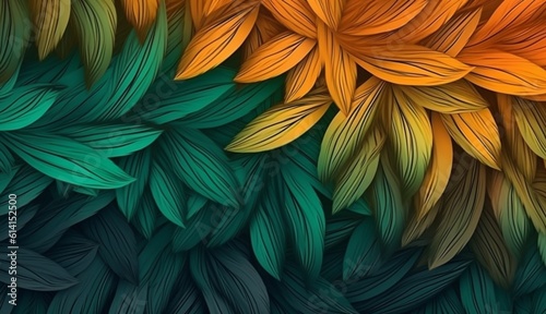 abstract leaf texture, nature background, Abstract colorful Leaf texture background banner panorama © VeloonaP