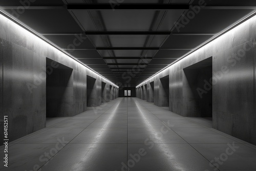 Concrete tunnel with lights.