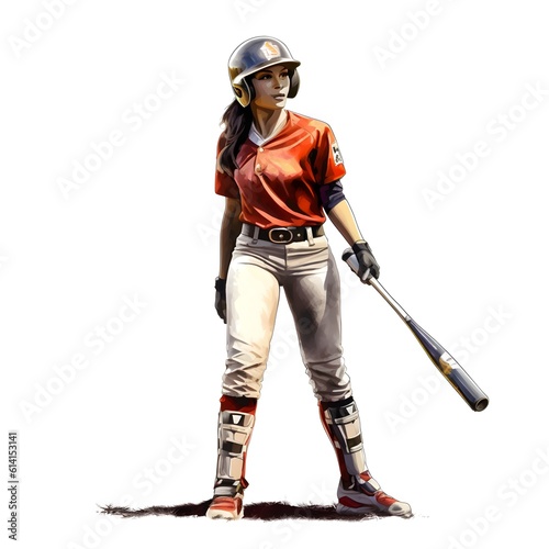 Celebrate the vibrant energy of a colorful softball player