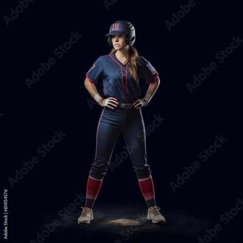 A fictional person. Graceful softball heroine, captivating player ınspires awe as the heroine of the game © Ranya Art Studio