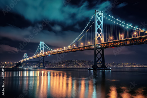 Twilight over the San Francisco-Oakland Bay Bridge and the skyline photo