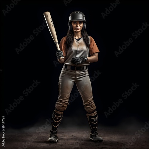 A fictional person. Graceful softball excellence, stunning player excels with grace in a picturesque environment