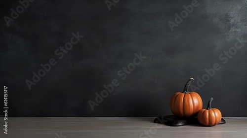 Dark Halloween Pumpkin Decoration with copy space ai generated