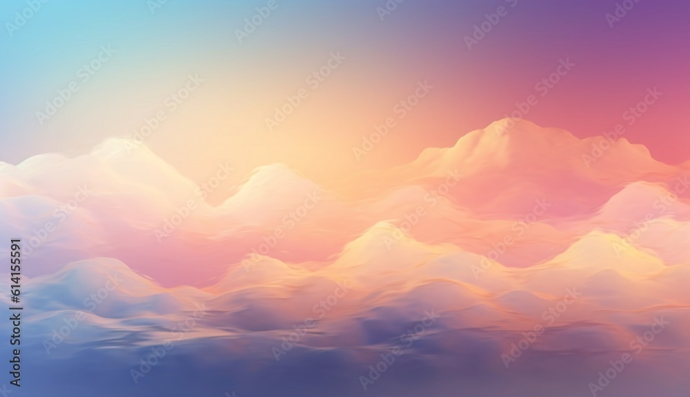 watercolor pastel sky cloud background, abstract sunset sky with puffy clouds, Abstract painting banner,
