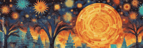 Waves in hispanic colors and latin patterns, National Hispanic Heritage Month september / october,