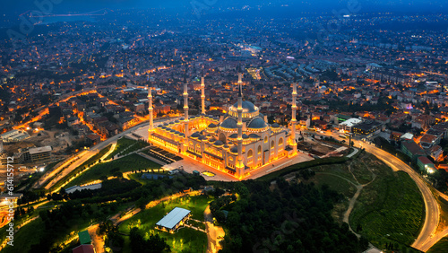 Aerial view of Camlica Mosque in Istanbul city, Turkey. © tawatchai1990