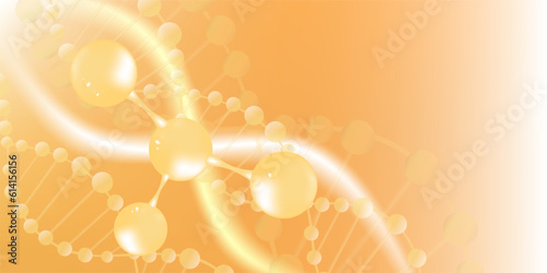 Hyaluronic acid hair and skin solutions ad, gold collagen serum drop with cosmetic advertising background ready to use, illustration vector.