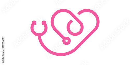 logo design stethoscope and love icon vector inspiration