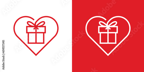 logo design heart and gift box icon vector minimalist inspiration