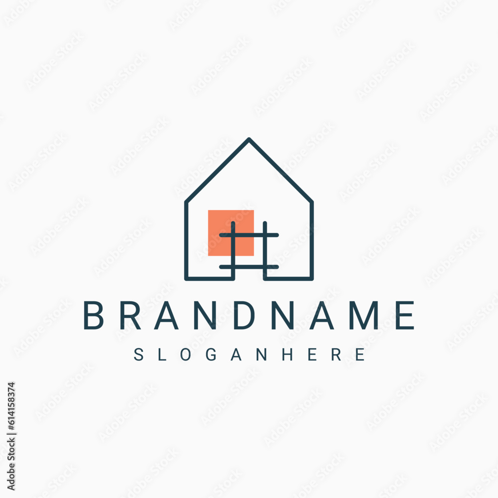 Obraz premium Simple Home Icon House Logo Linear Style